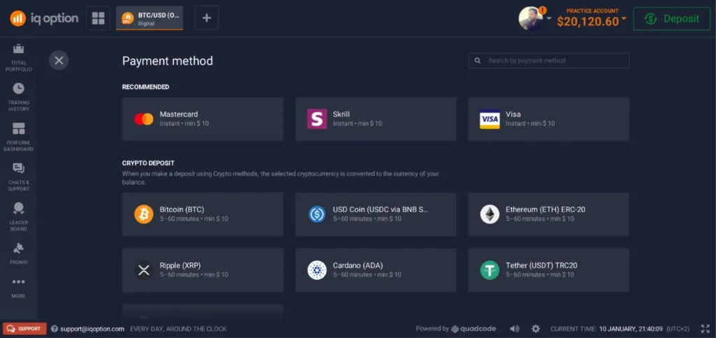 IQ Option Payment Methods