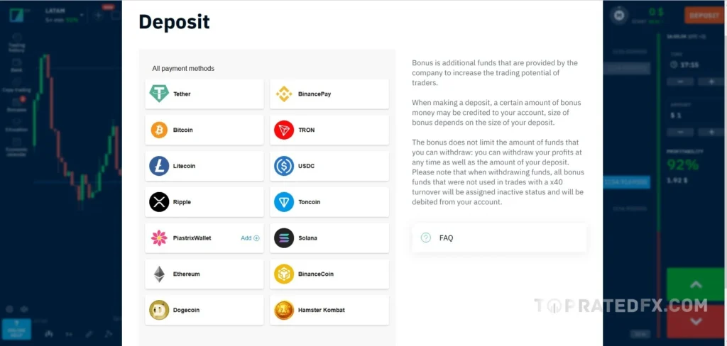 Binarium Deposit Methods