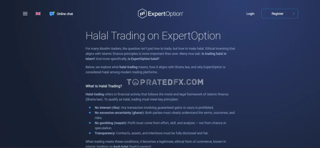 ExpertOption Islamic Accounts