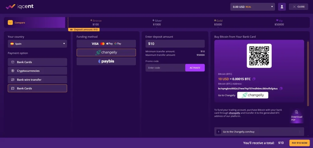 Iqcent Deposit Methods