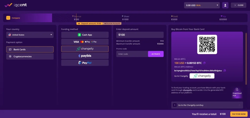 Iqcent Deposit Methods In United States