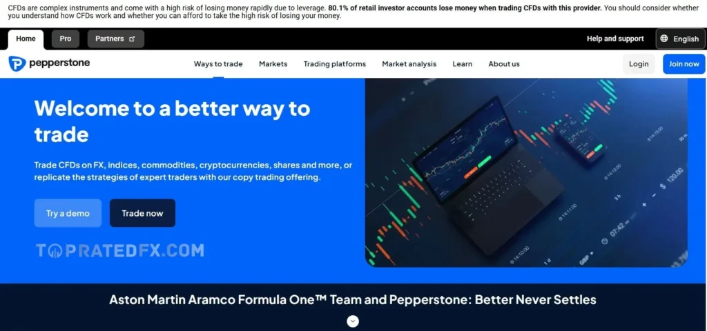 Pepperstone homepage