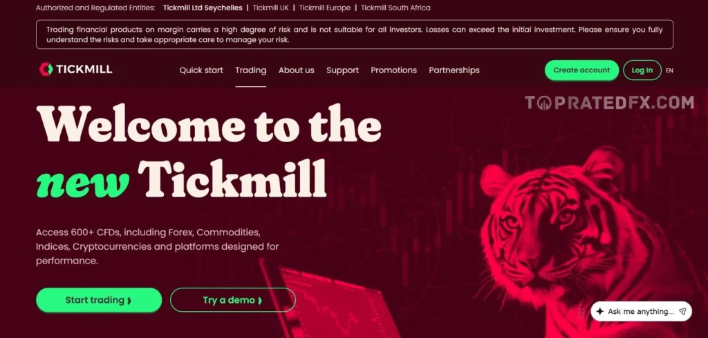 Tickmill Homepage
