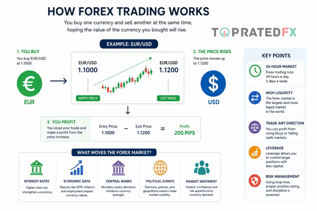 How forex trading works infographic