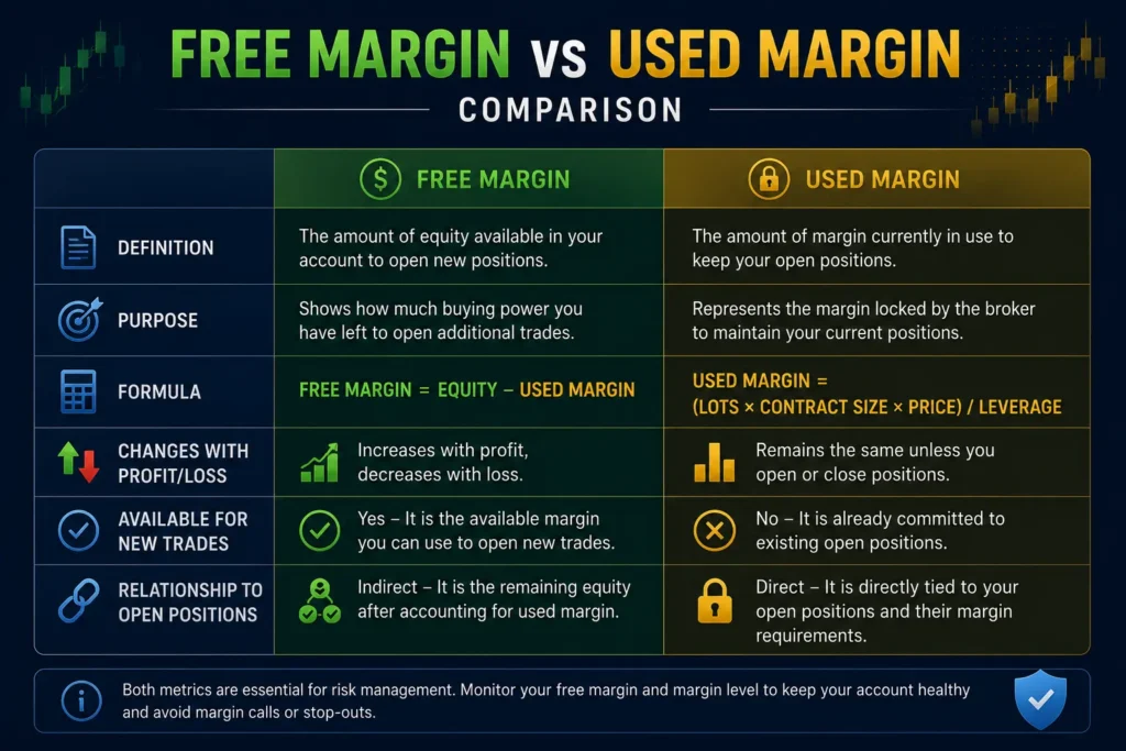 Free margin vs used margin comparison