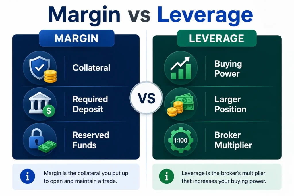 Margin vs leverage comparison infographic